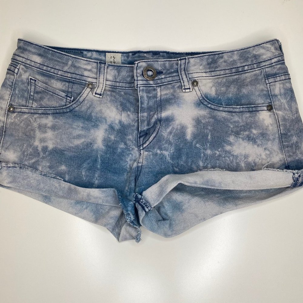 Acid wash jean shorts